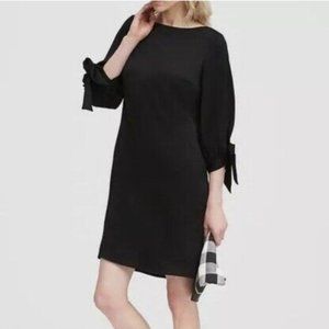 NWT Banana Republic 3/4 Tie Sleeve Black Shift Little Black Dress SZ 2 Lined